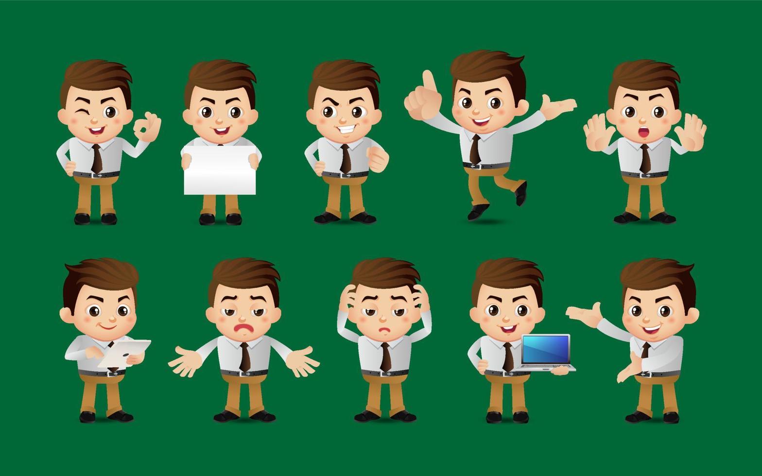 Business person in different positions set vector
