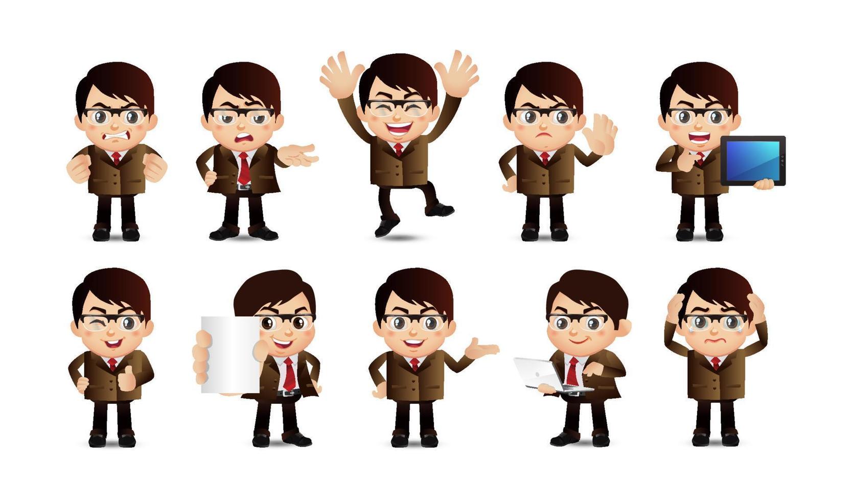 Business person in different positions set vector