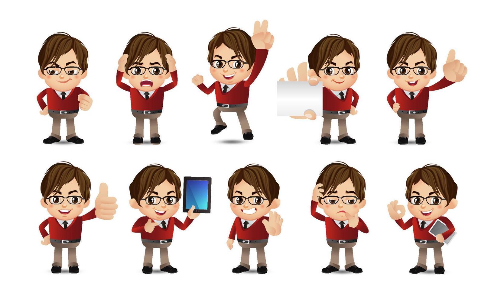Business person in different positions set vector