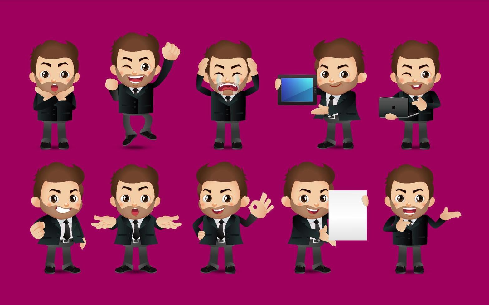 Business person in different positions set vector