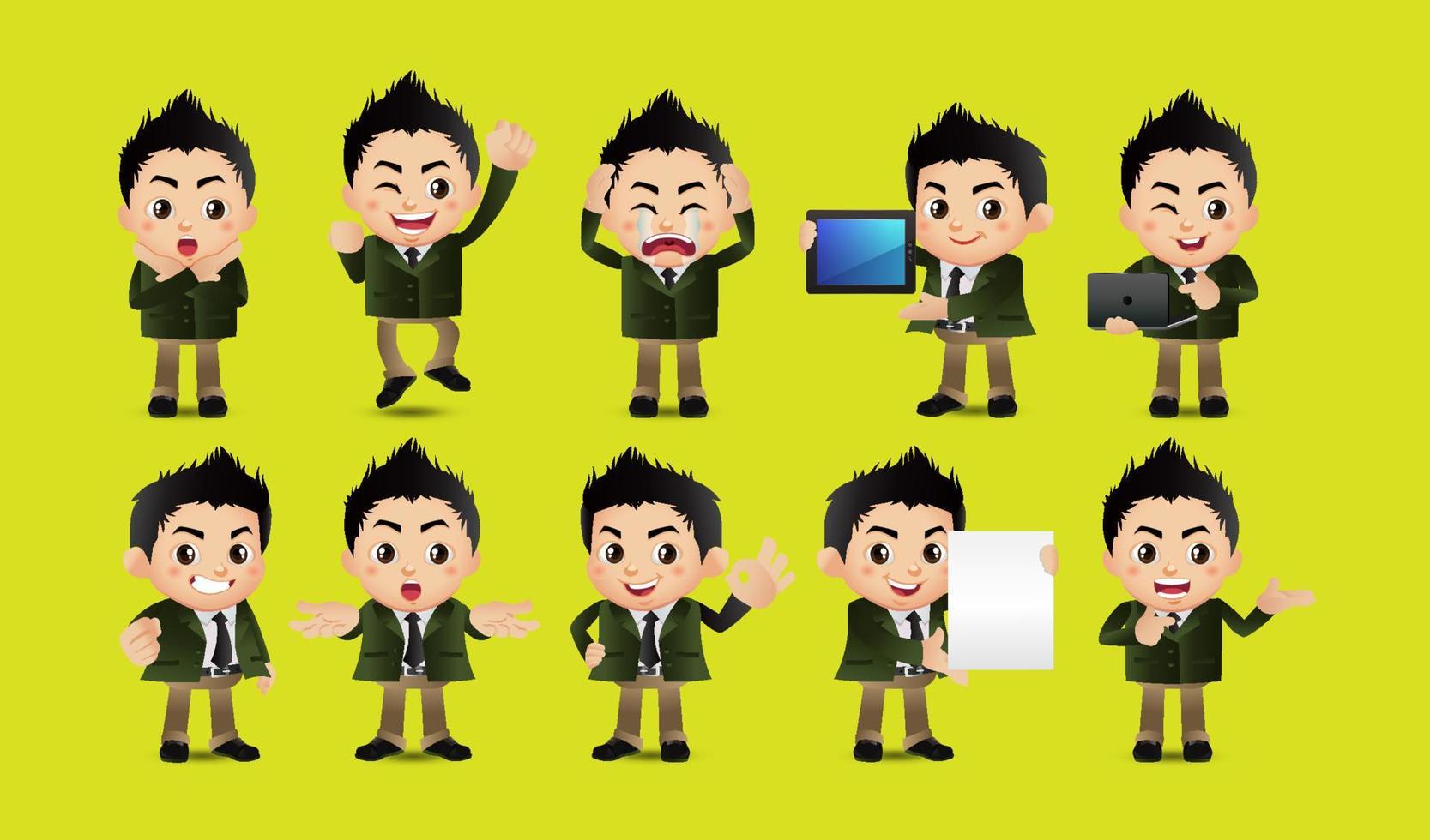 Business person in different positions set vector