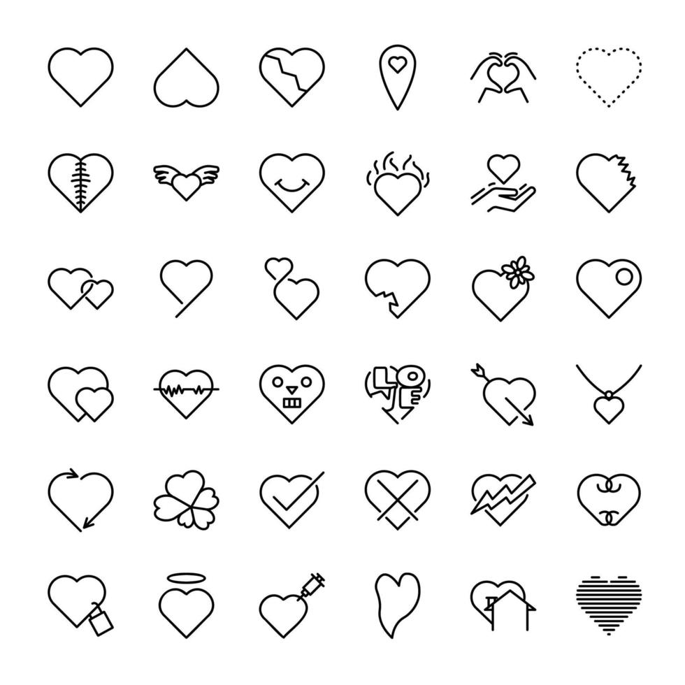 Set of heart line icons. vector