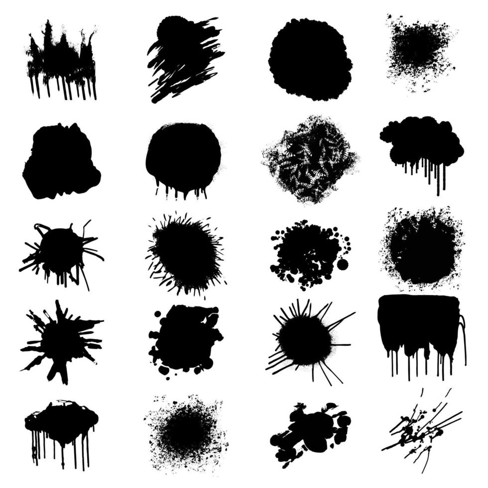 conjunto de salpicaduras de tinta negra, salpicaduras de pintura vector