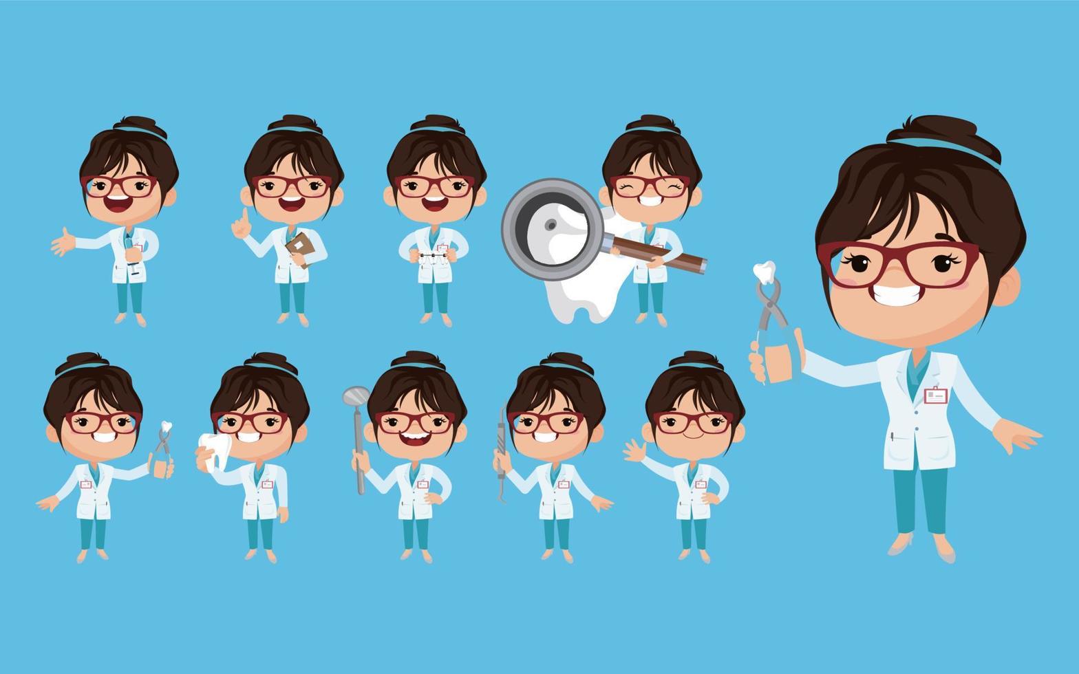 Dentist character and dental care concept vector