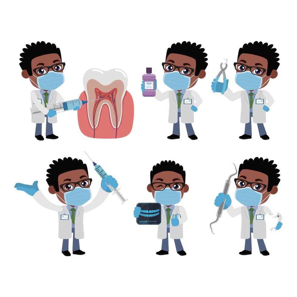 Dentist character and dental care concept vector