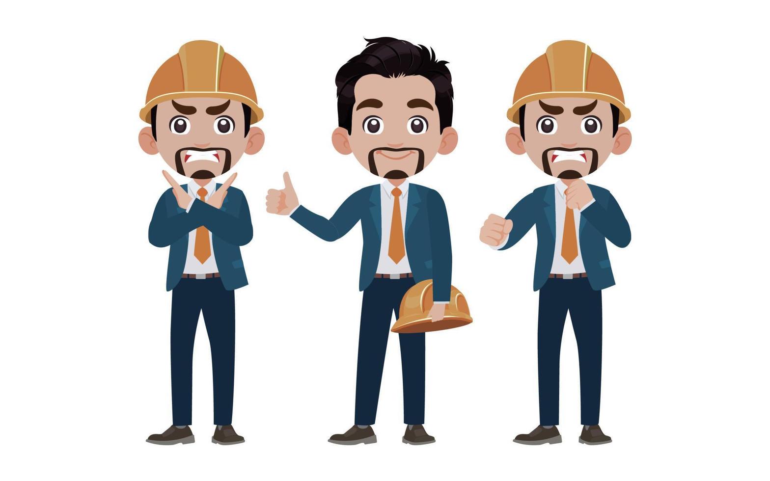 Set of engineer with different poses vector