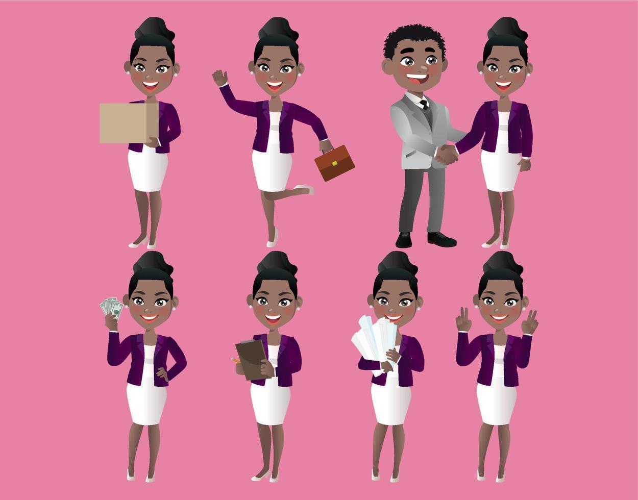 Set of business people with different poses vector