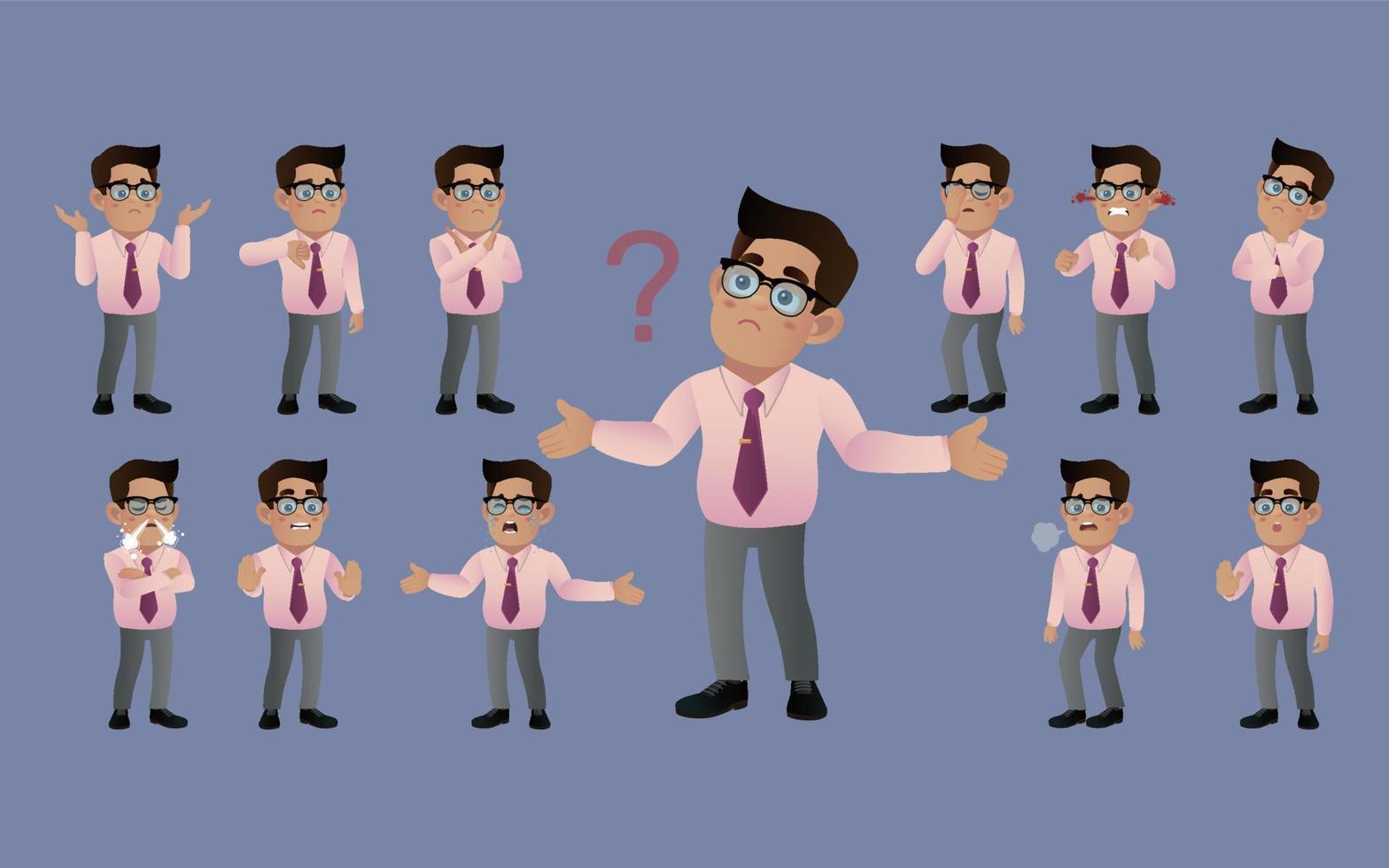 Set of business people with different emotion vector