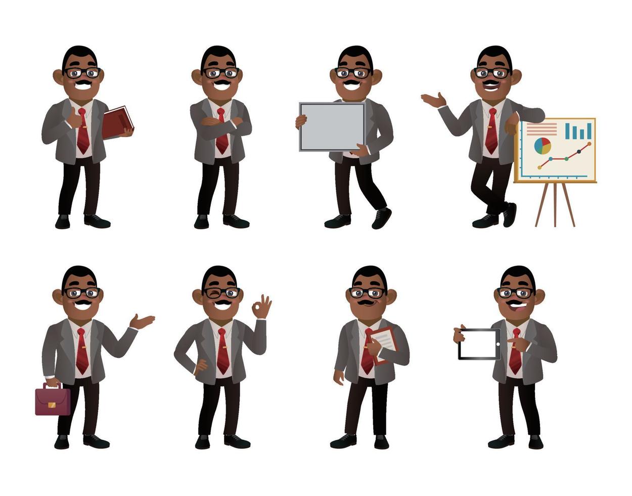 Set of business people with different poses vector