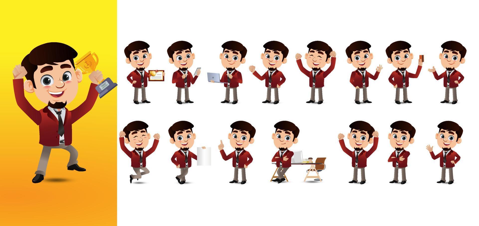 Business person with different poses. vector