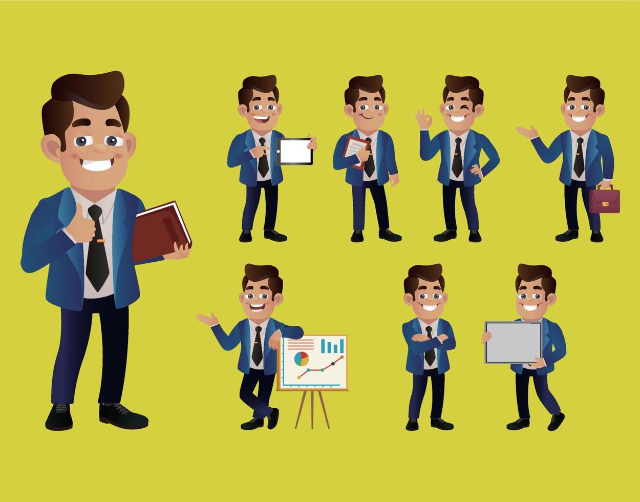Set of business people with different poses vector