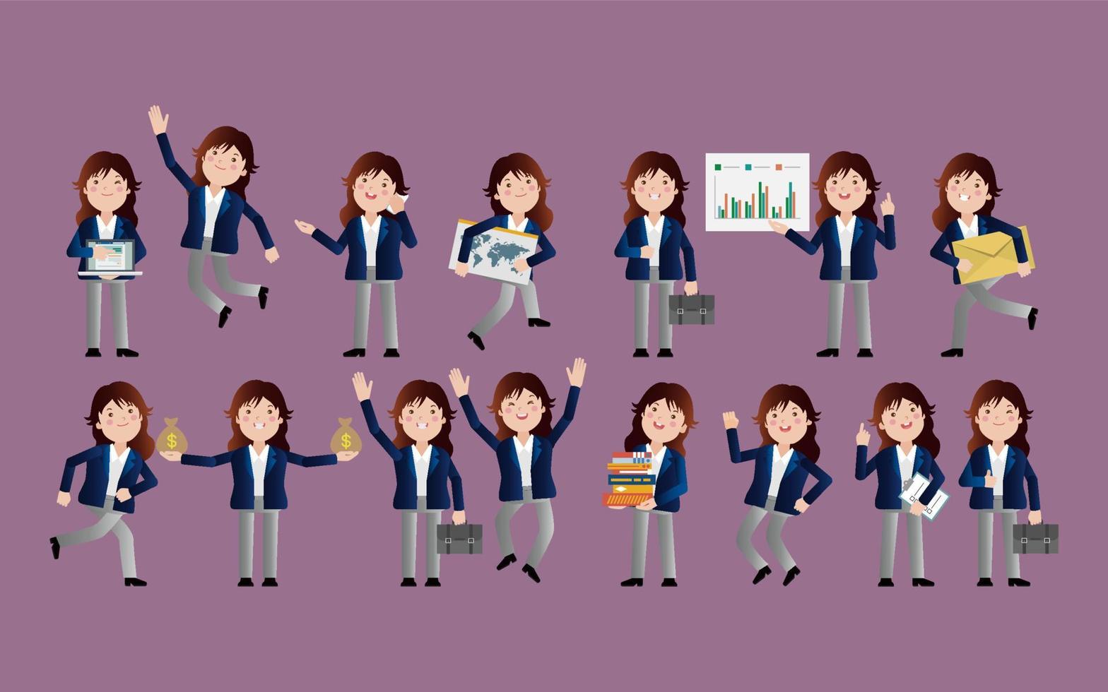 Flat Set of business people vector