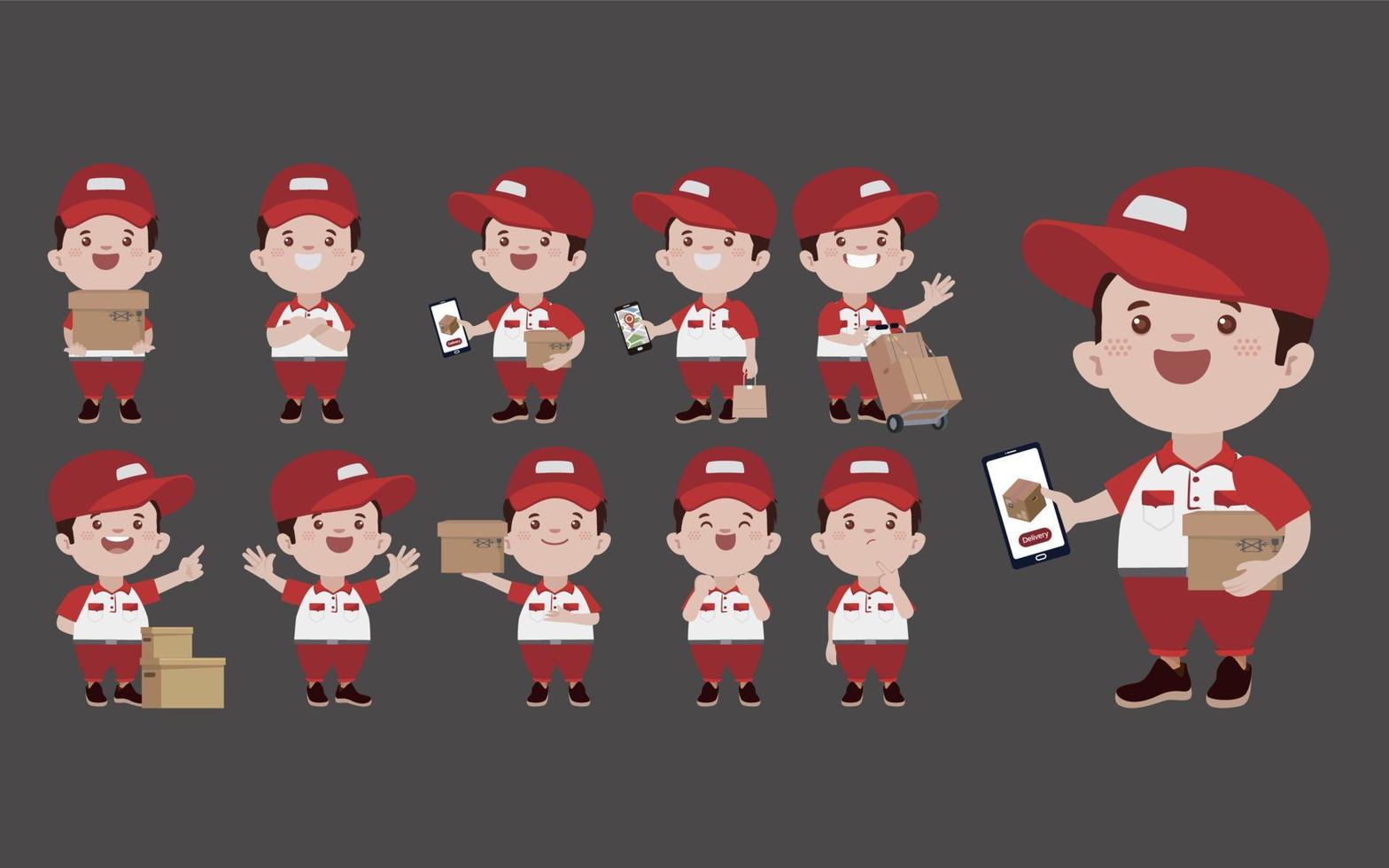 Delivery staff with different poses vector