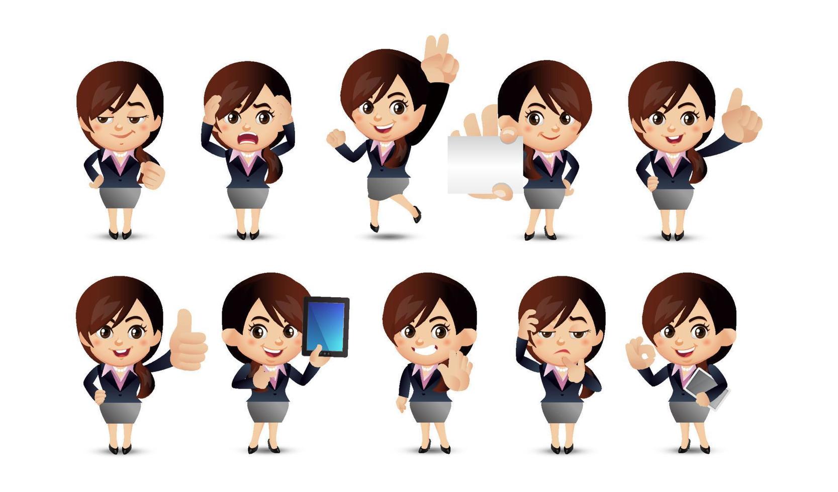 Business person in different positions set vector