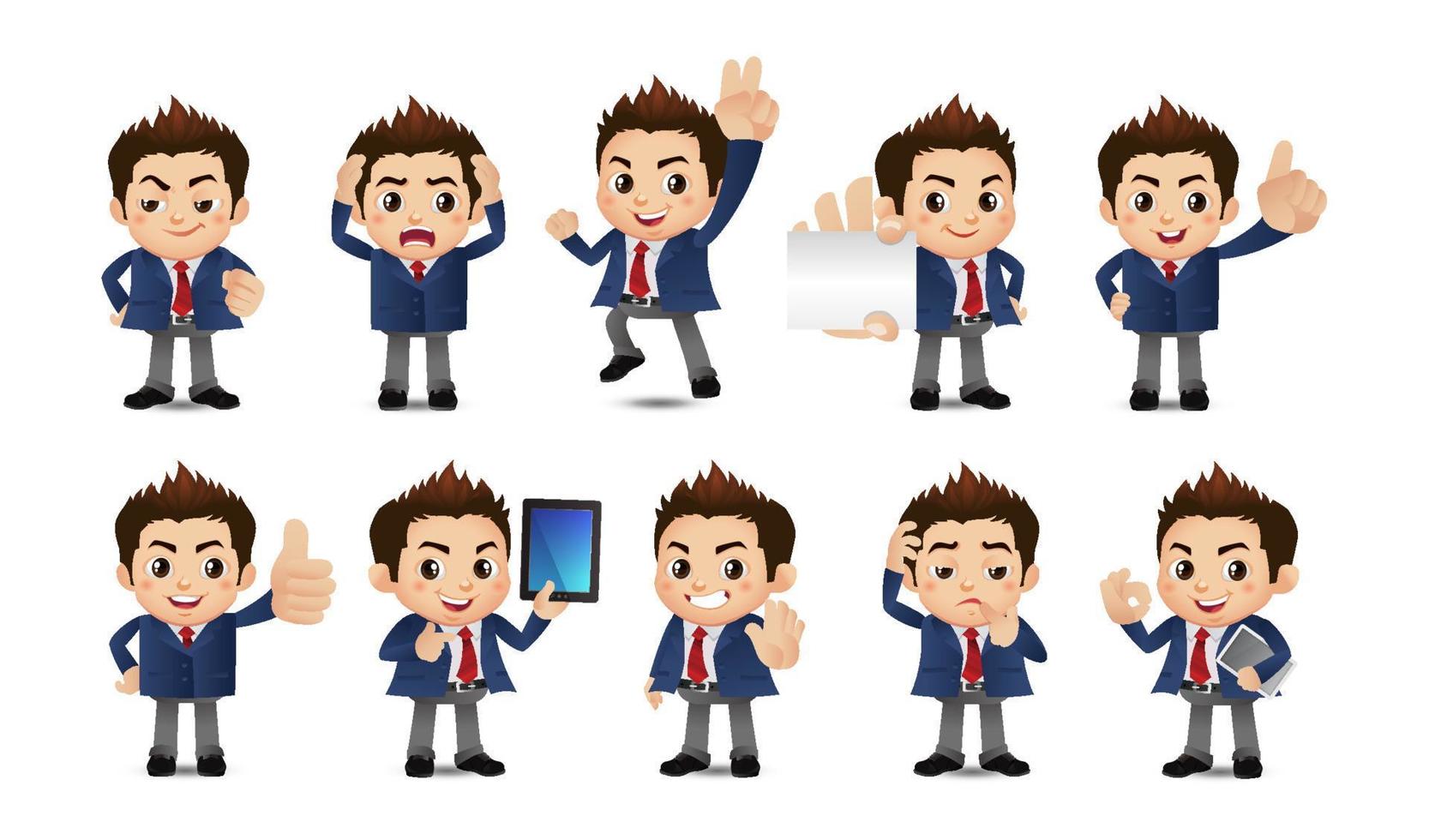 Business person in different positions set vector