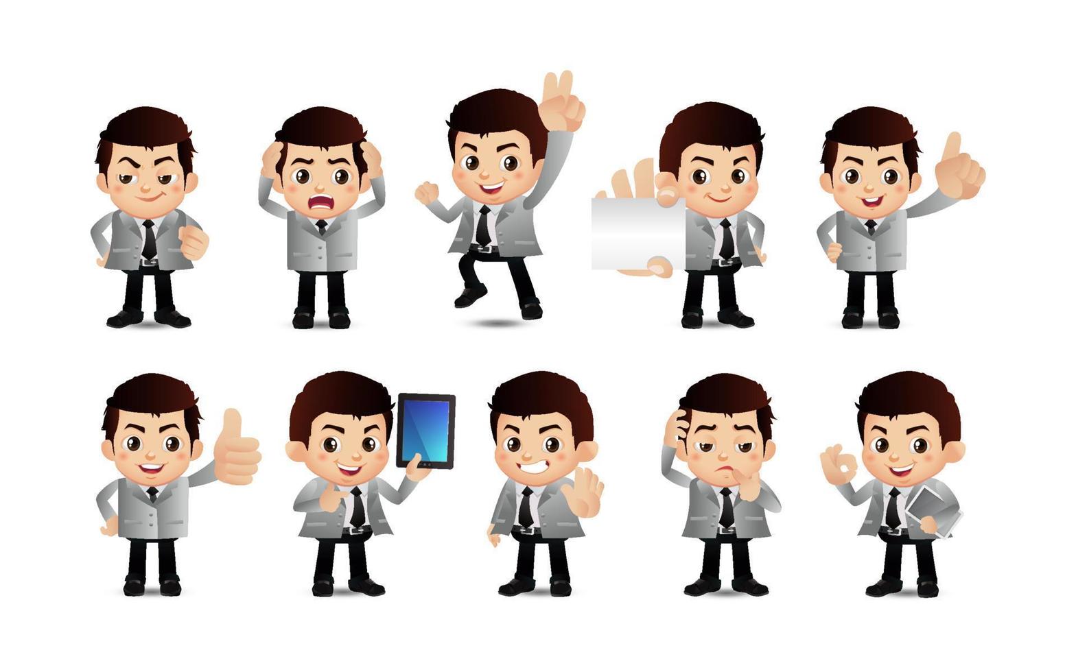Business person in different positions set vector