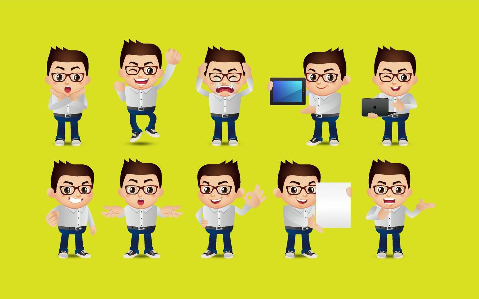 Business person in different positions set vector