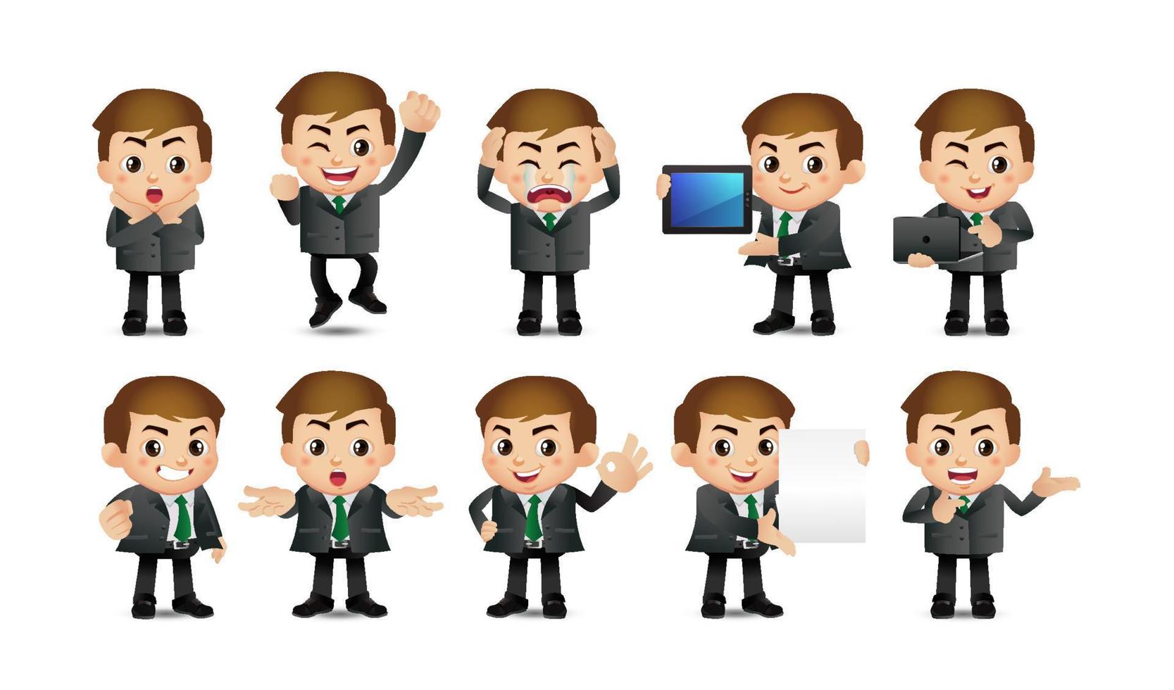 Business person in different positions set vector