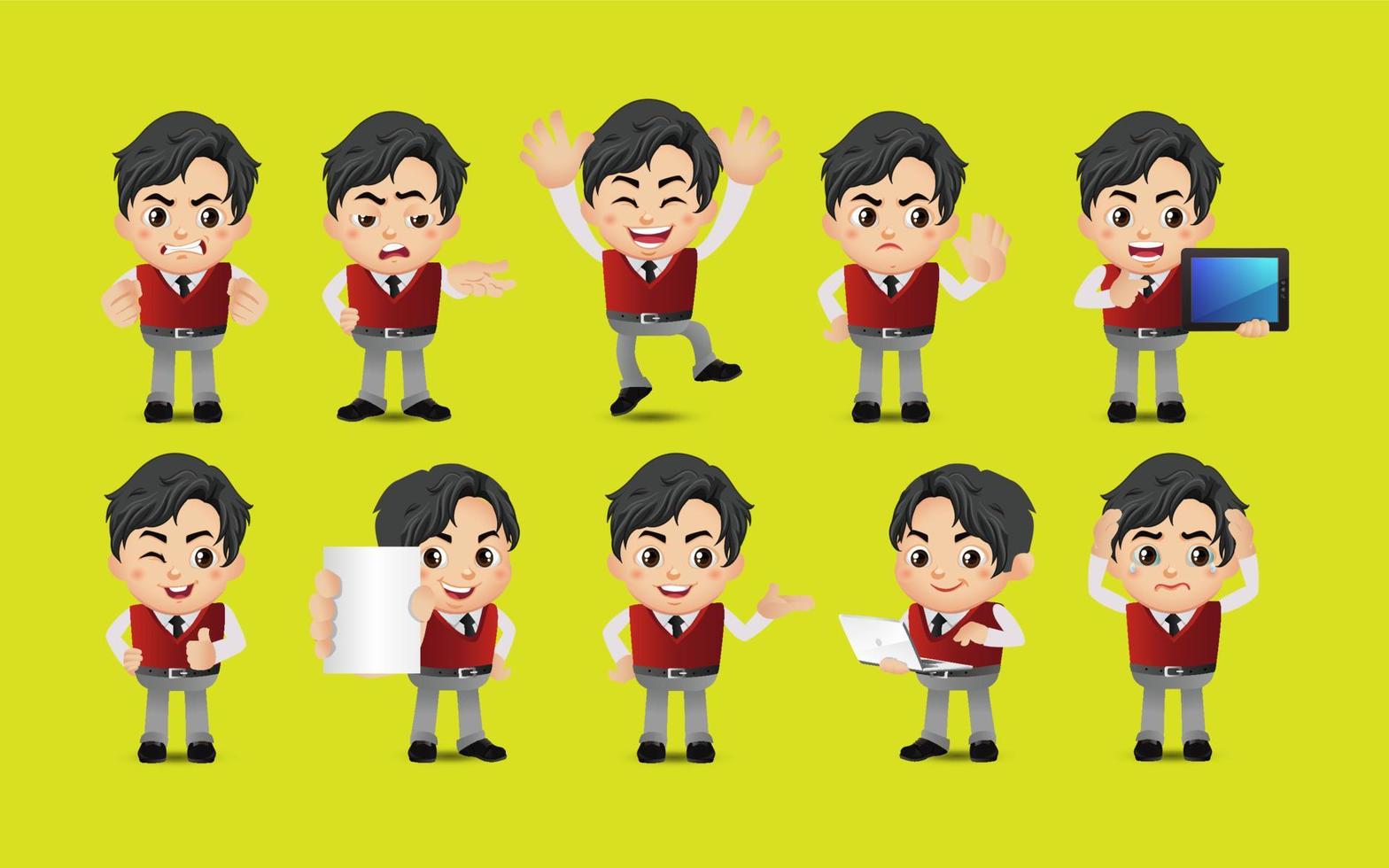 Business person in different positions set vector