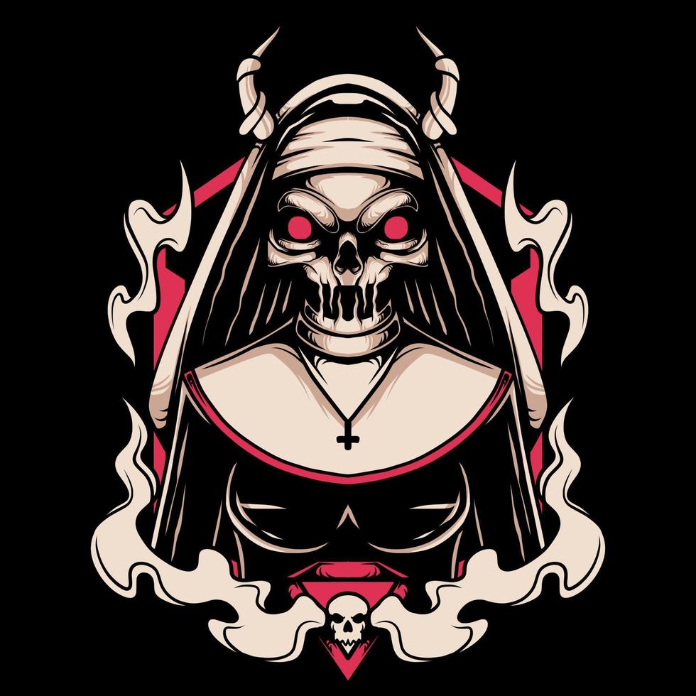nun skull vector illustration design