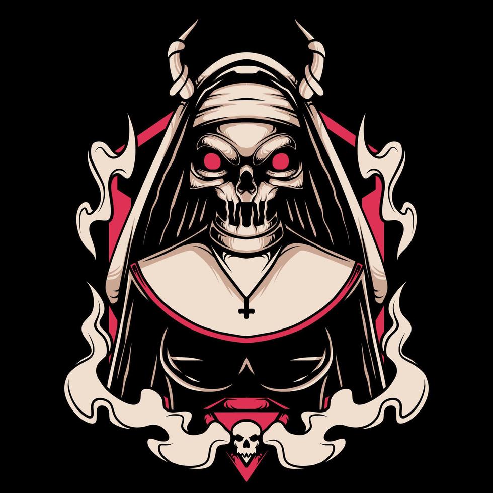 nun skull vector illustration design