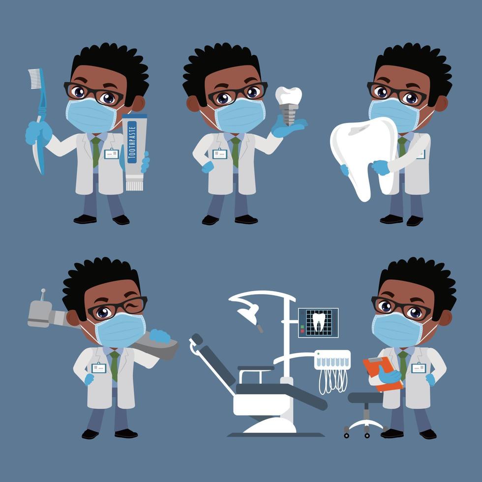 Dentist character and dental care concept vector