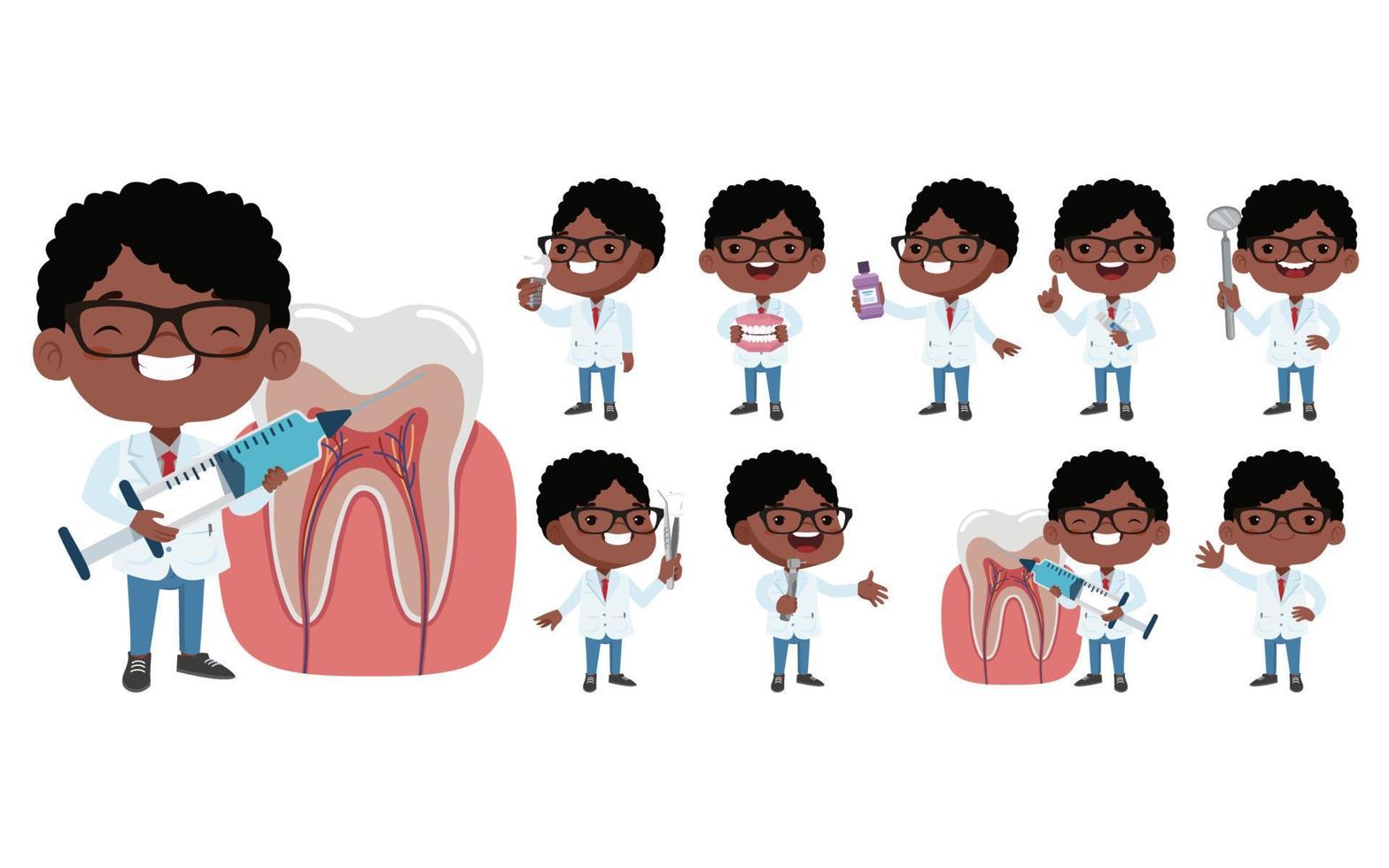 Dentist character and dental care concept vector