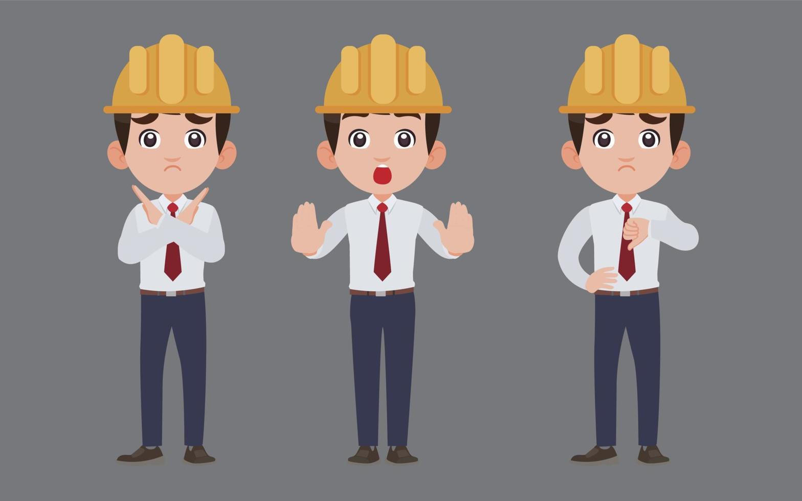 Set of engineer with different poses vector