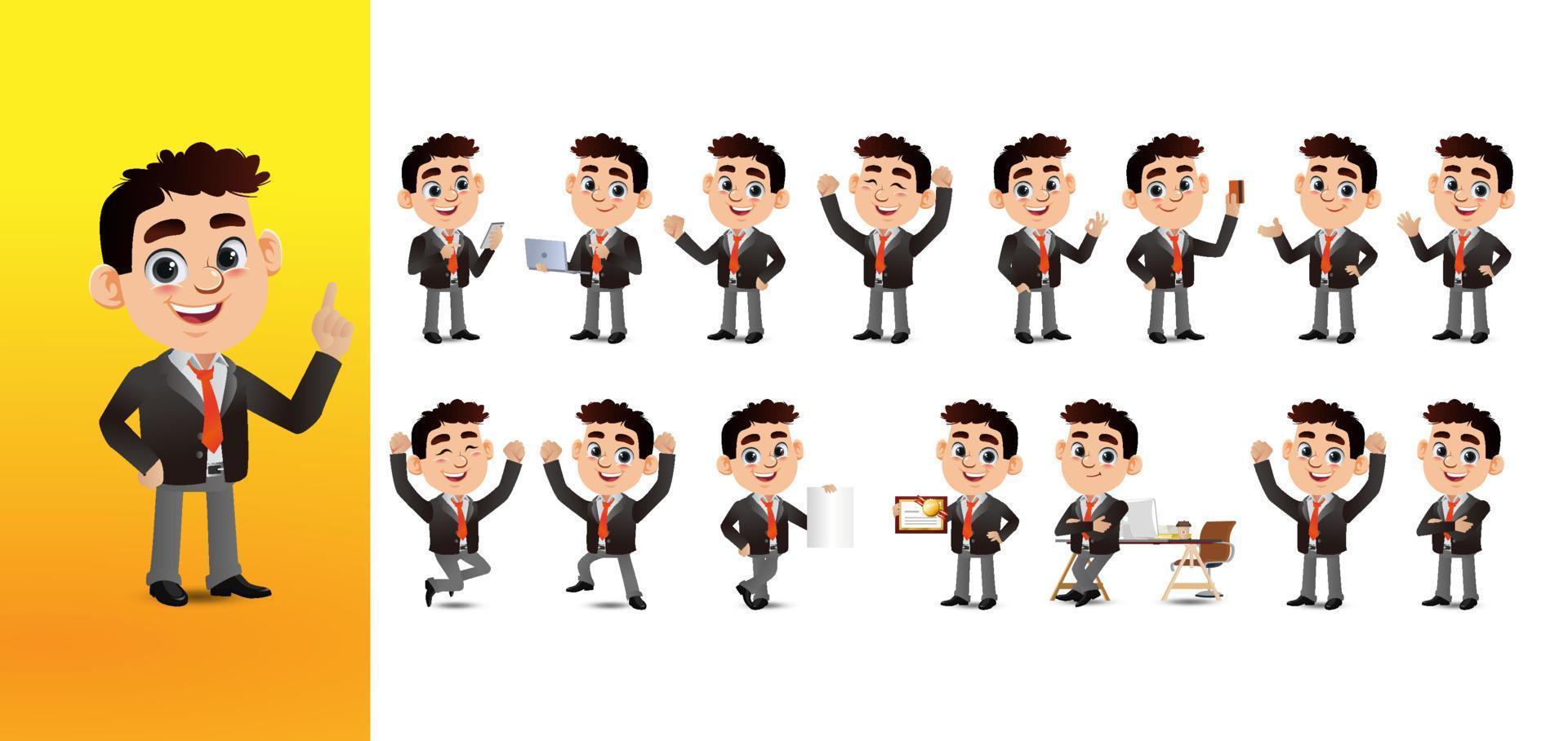 Business person with different poses. vector