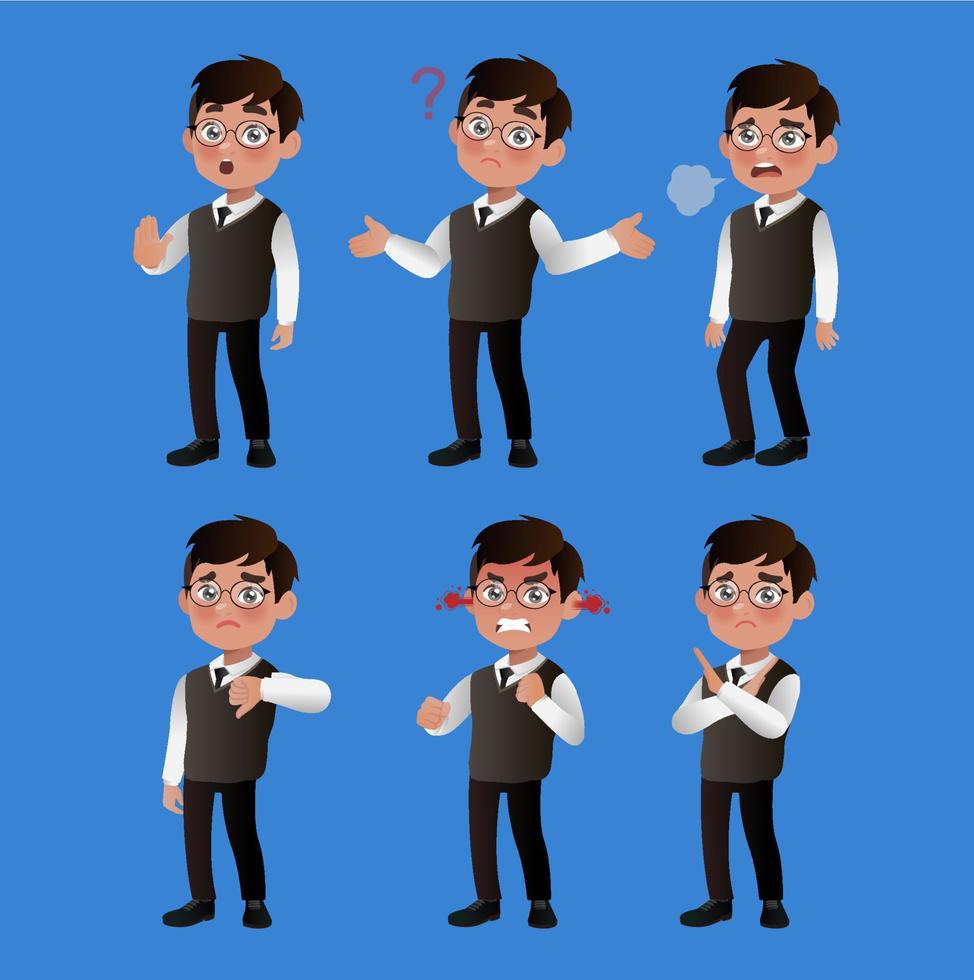 Set of business people with different poses vector
