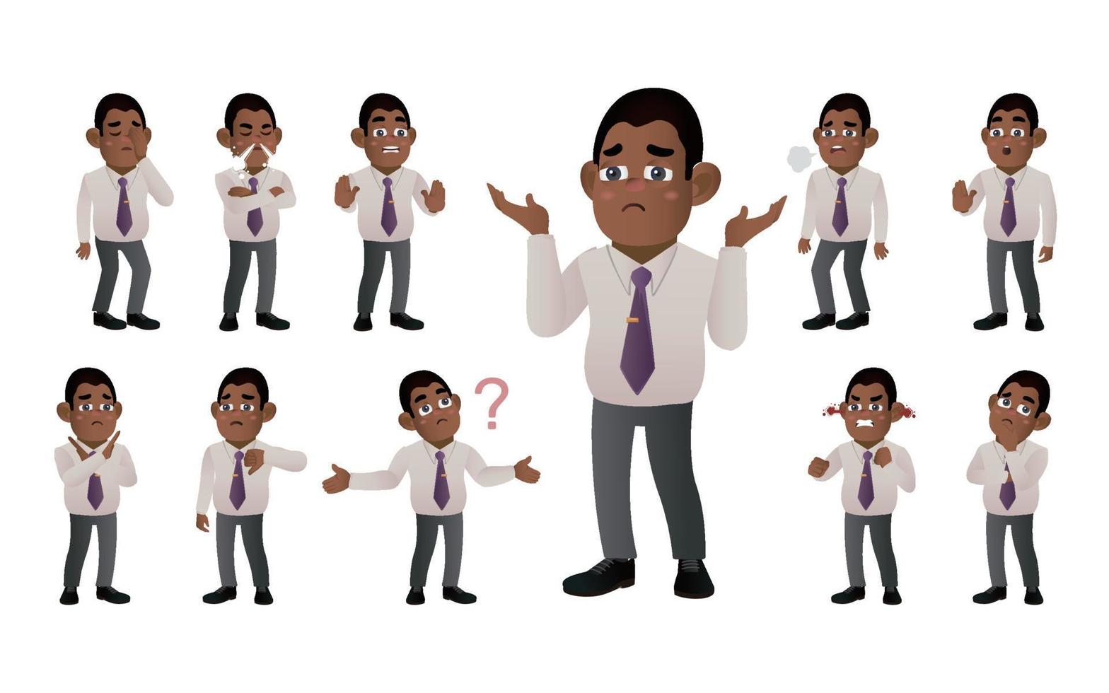 Set of business people with different emotion vector