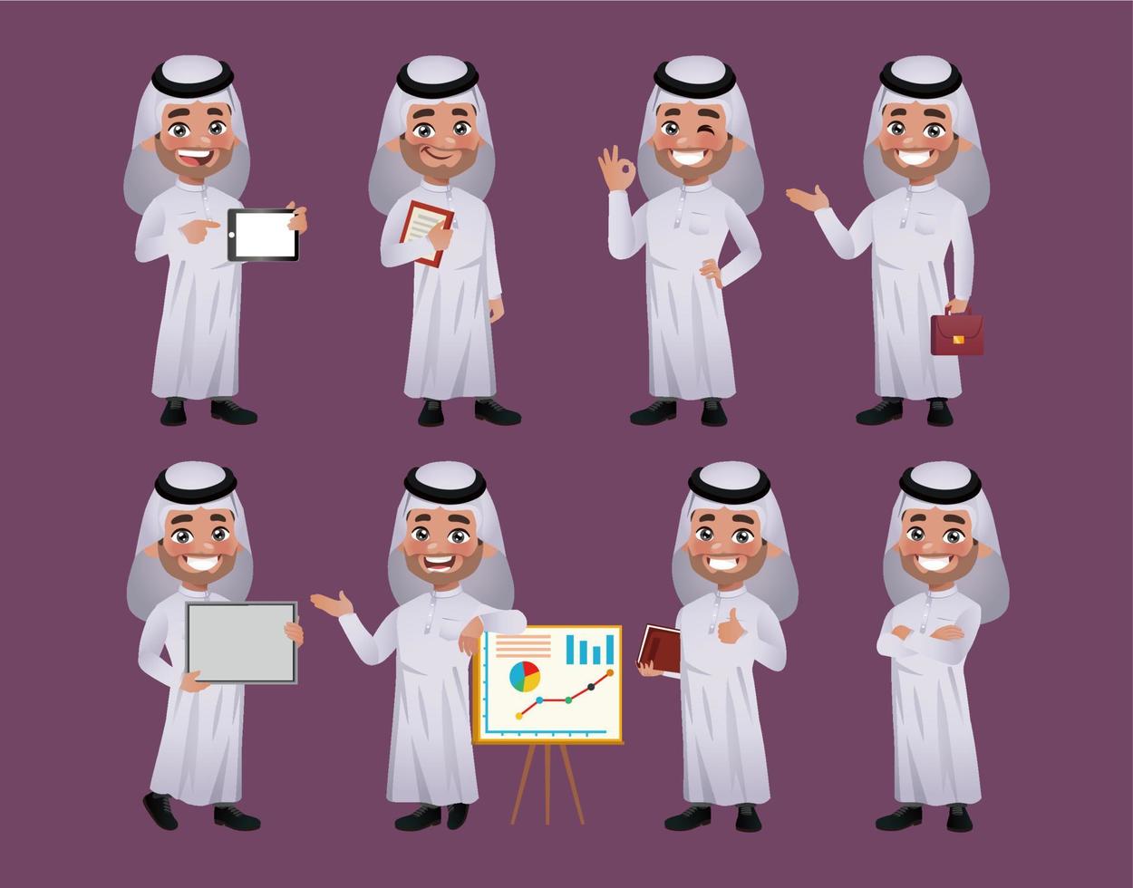 Set of business people with different poses vector
