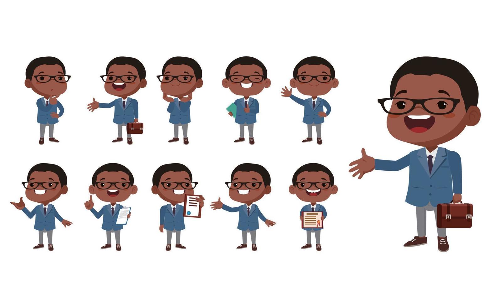 Business person in different positions set vector