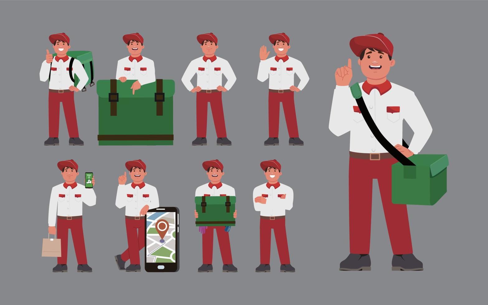 Delivery staff with different poses vector