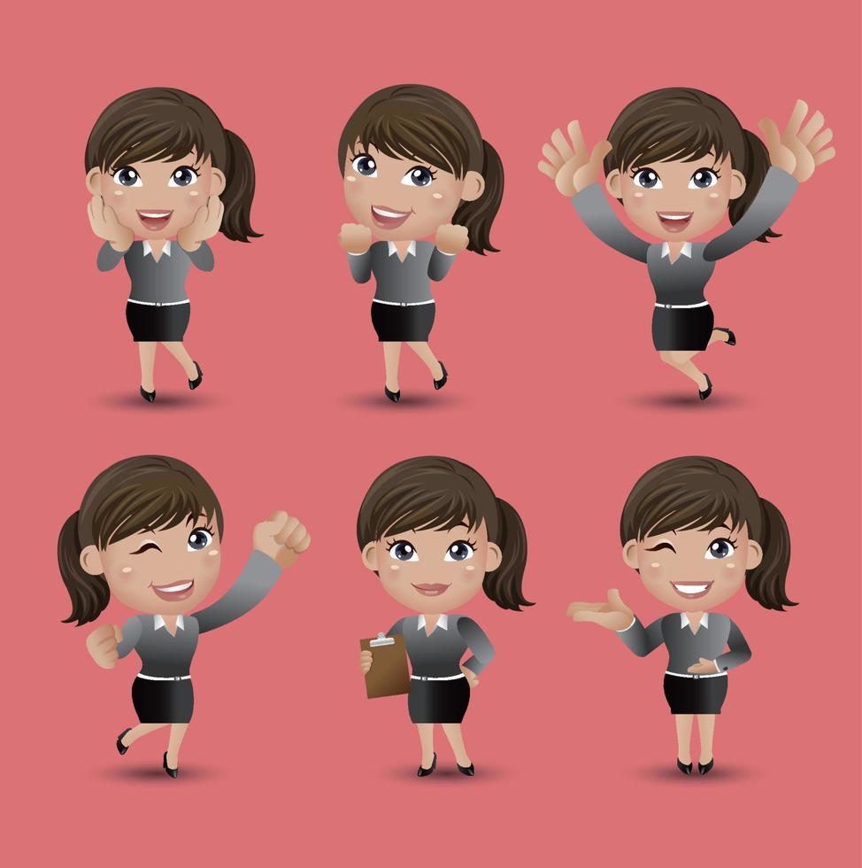 Women with different poses vector