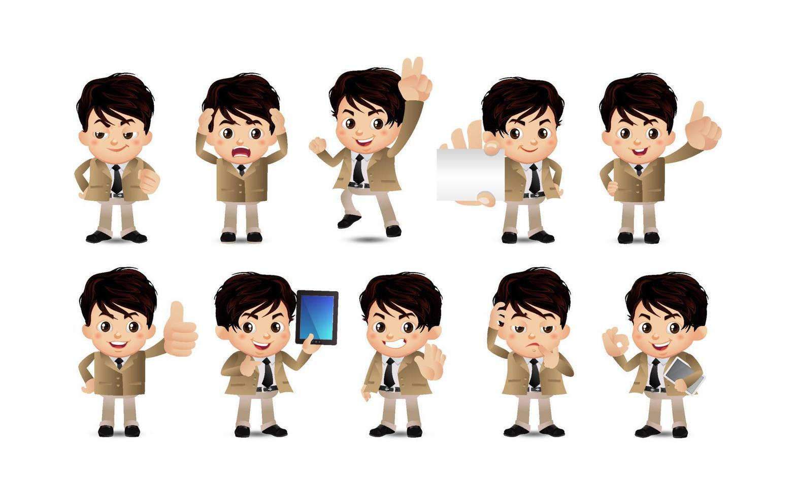 Business person in different positions set vector