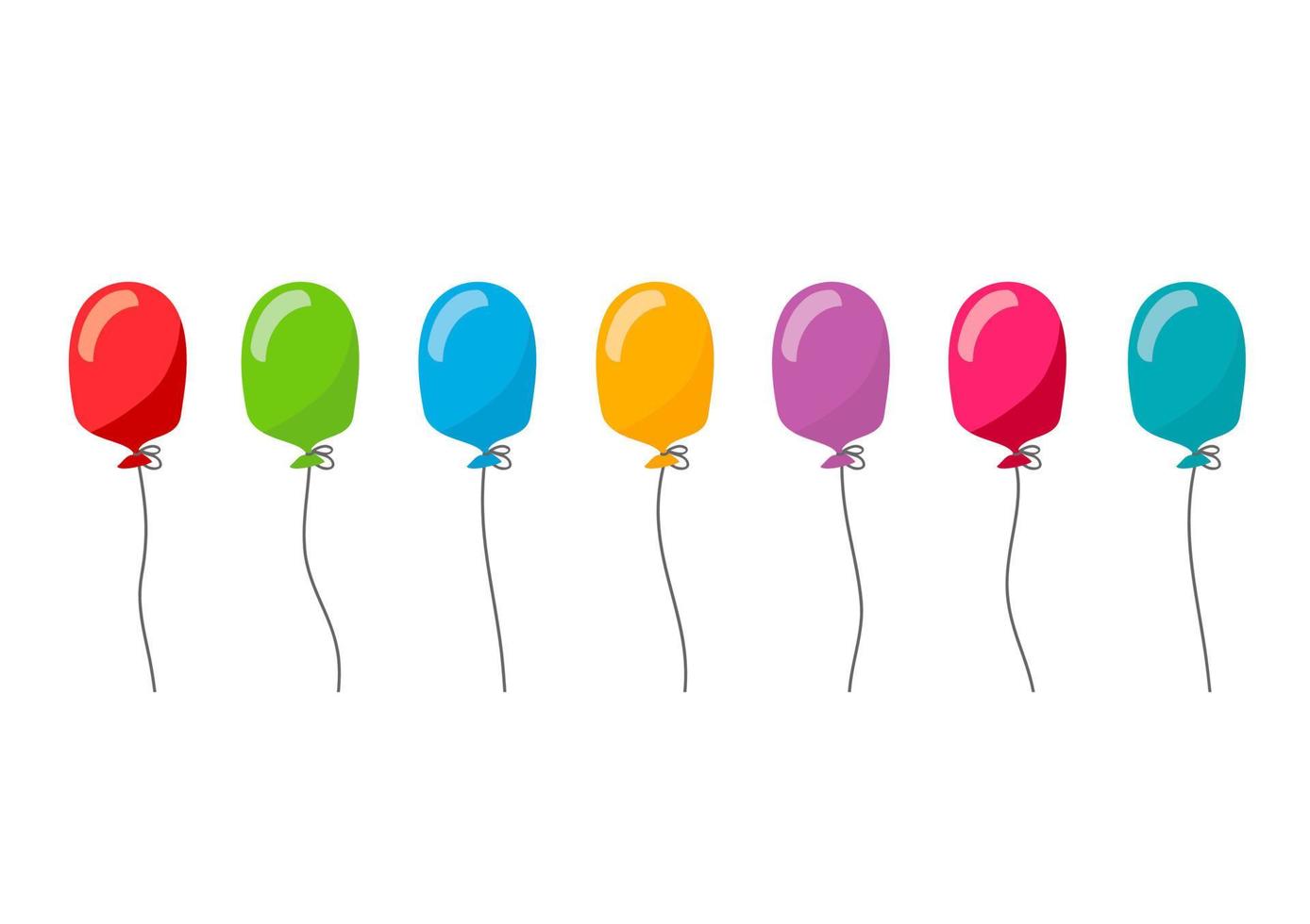 Set of balloons is a cartoon flat style. Isolated on a white background. vector
