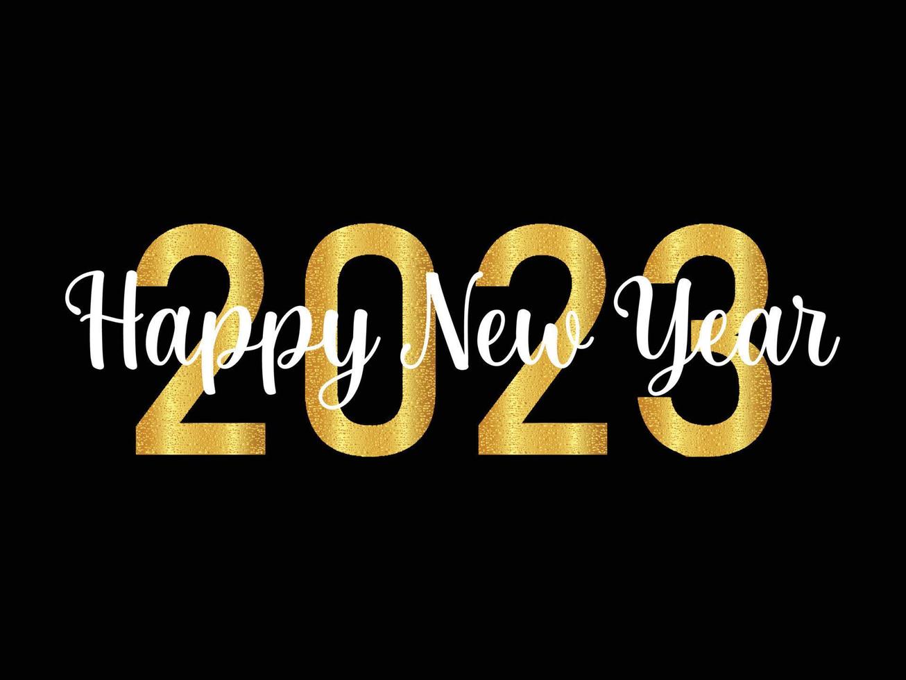 Happy new year 2023, Golden Happy New Year on Black Background vector