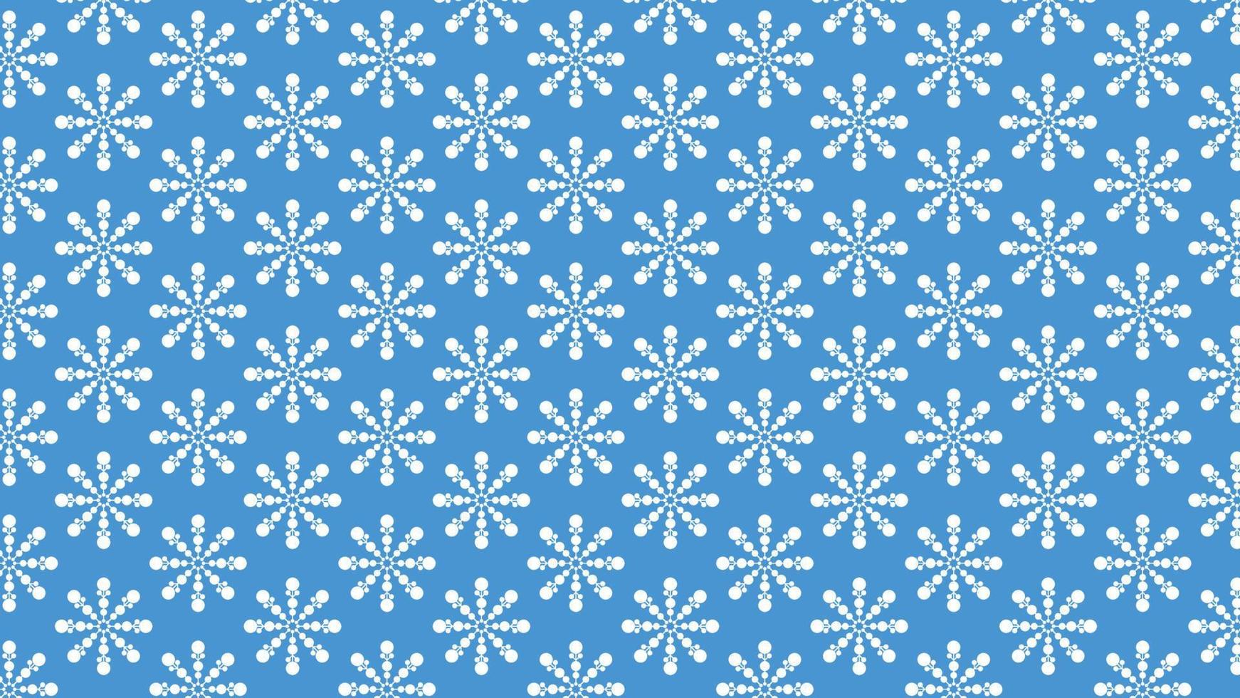 Geometric Snowflake Wallpaper White on Blue vector