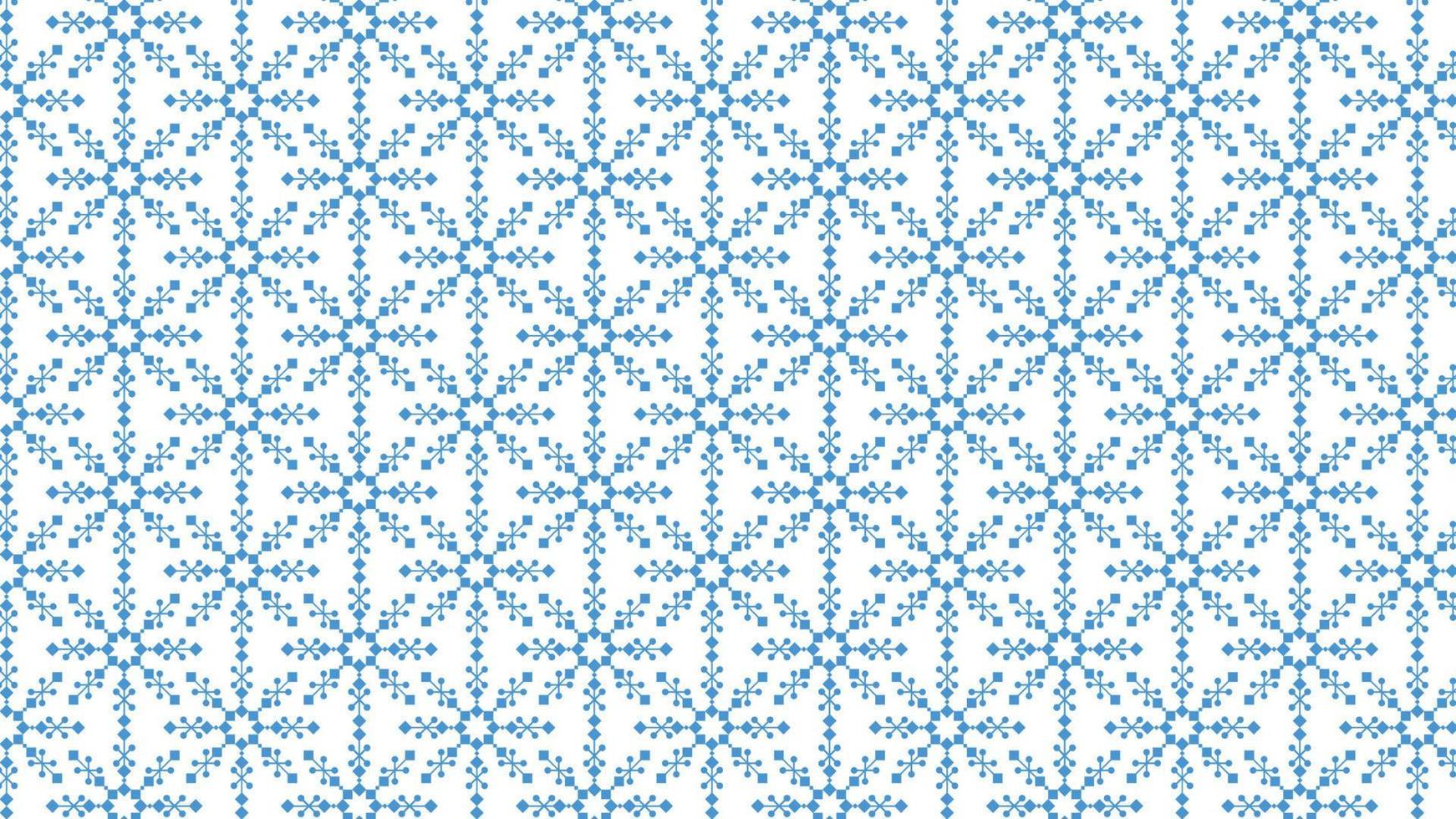 Geometric Snowflake Wallpaper V Blue, White vector