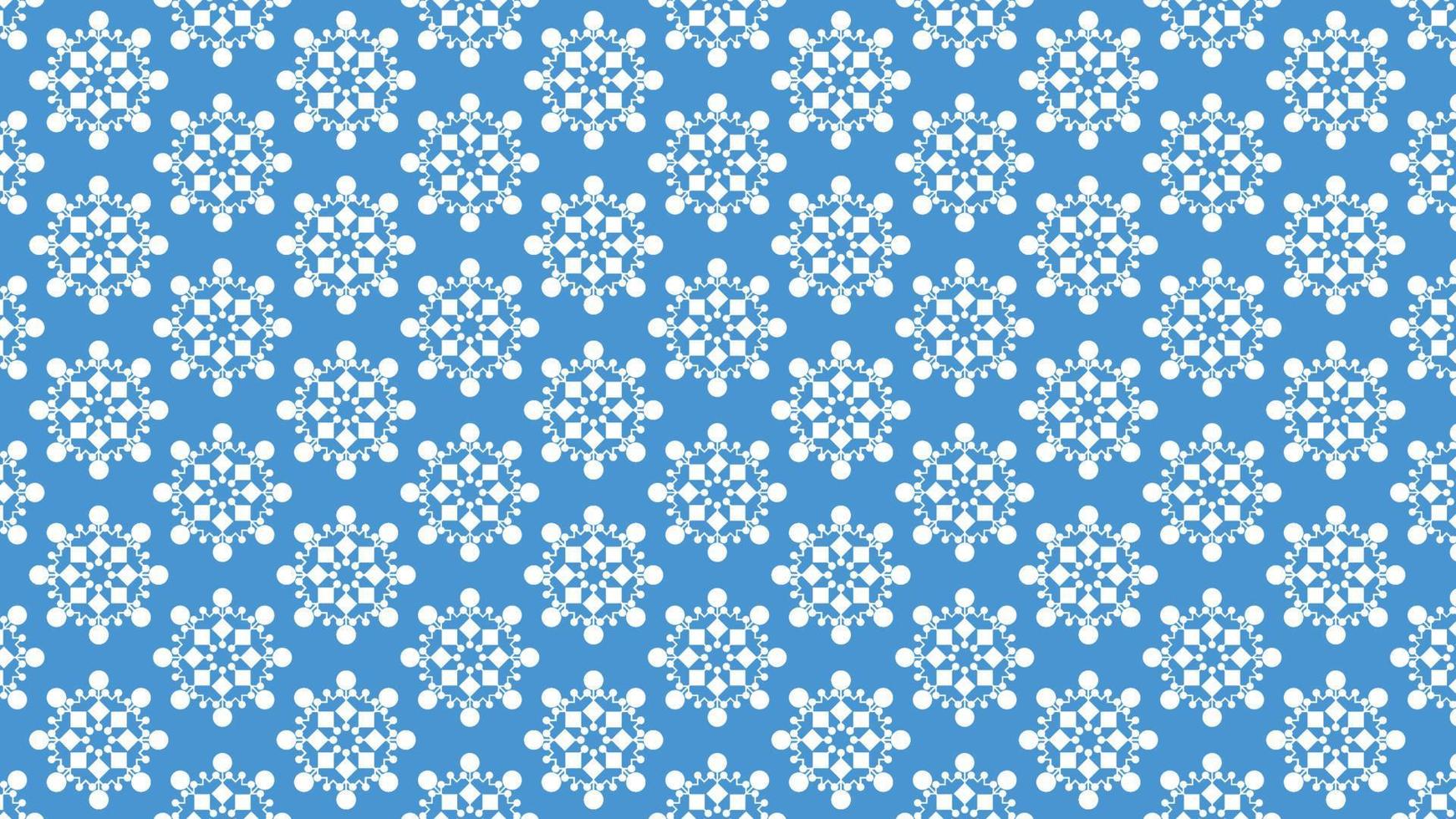 Geometric Snowflake Wallpaper III Blue, White vector