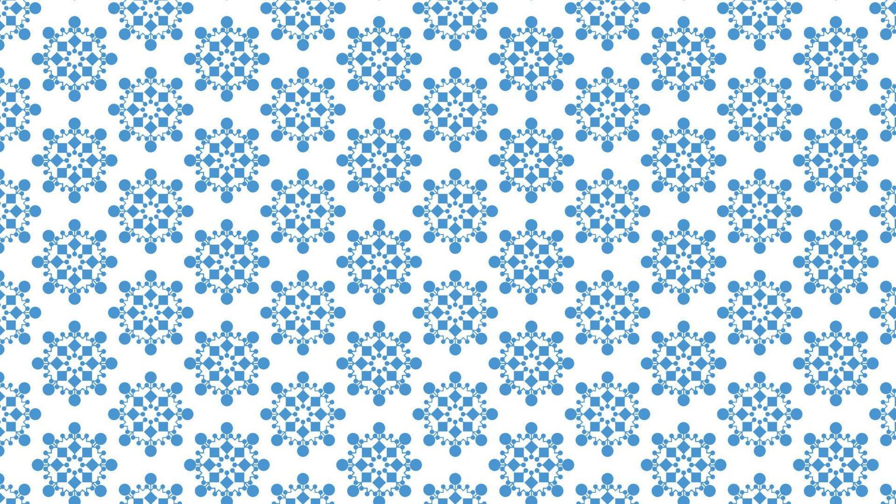 Geometric Snowflake Wallpaper III White, Blue vector