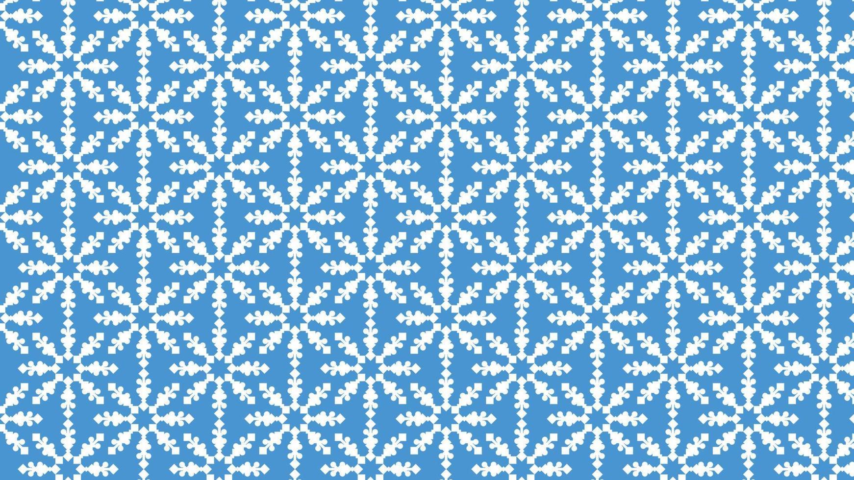 Geometric Snowflake Wallpaper IV White, Blue vector