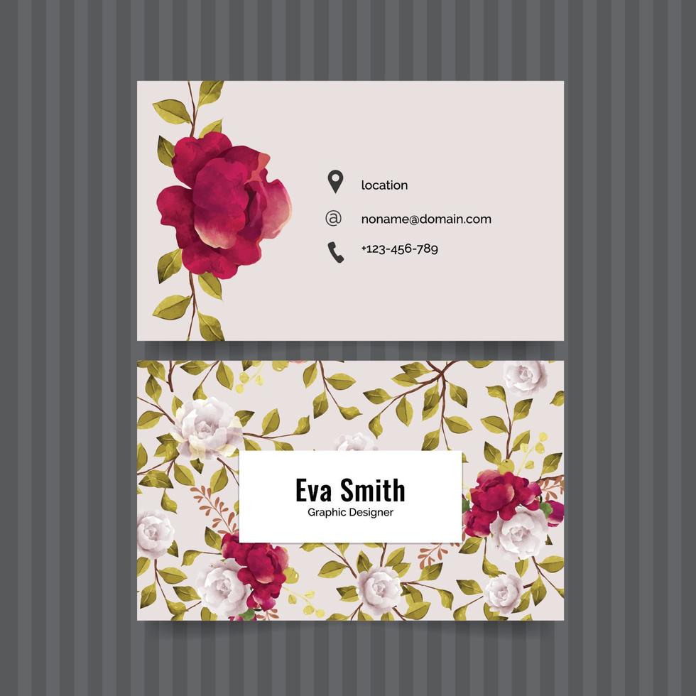 Beautiful Peony Business Card vector