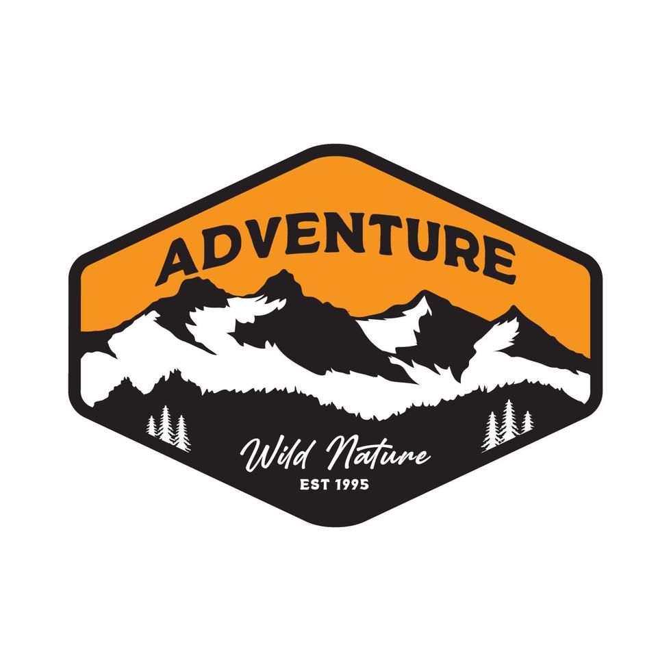 ilustración vectorial de aventura de montaña, perfecta para el diseño de camisetas y parches vector