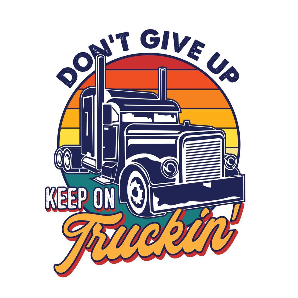 Big truck vector illustration in retro color, perfect for t shirt design