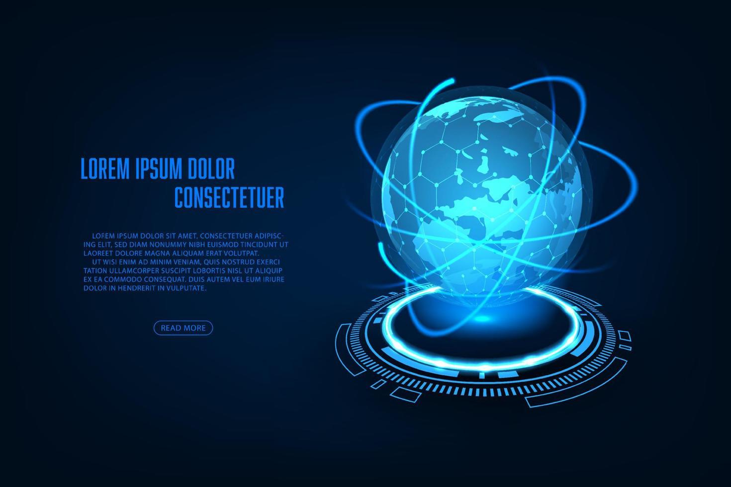 Vector global network connection concept. World map abstract technology background.