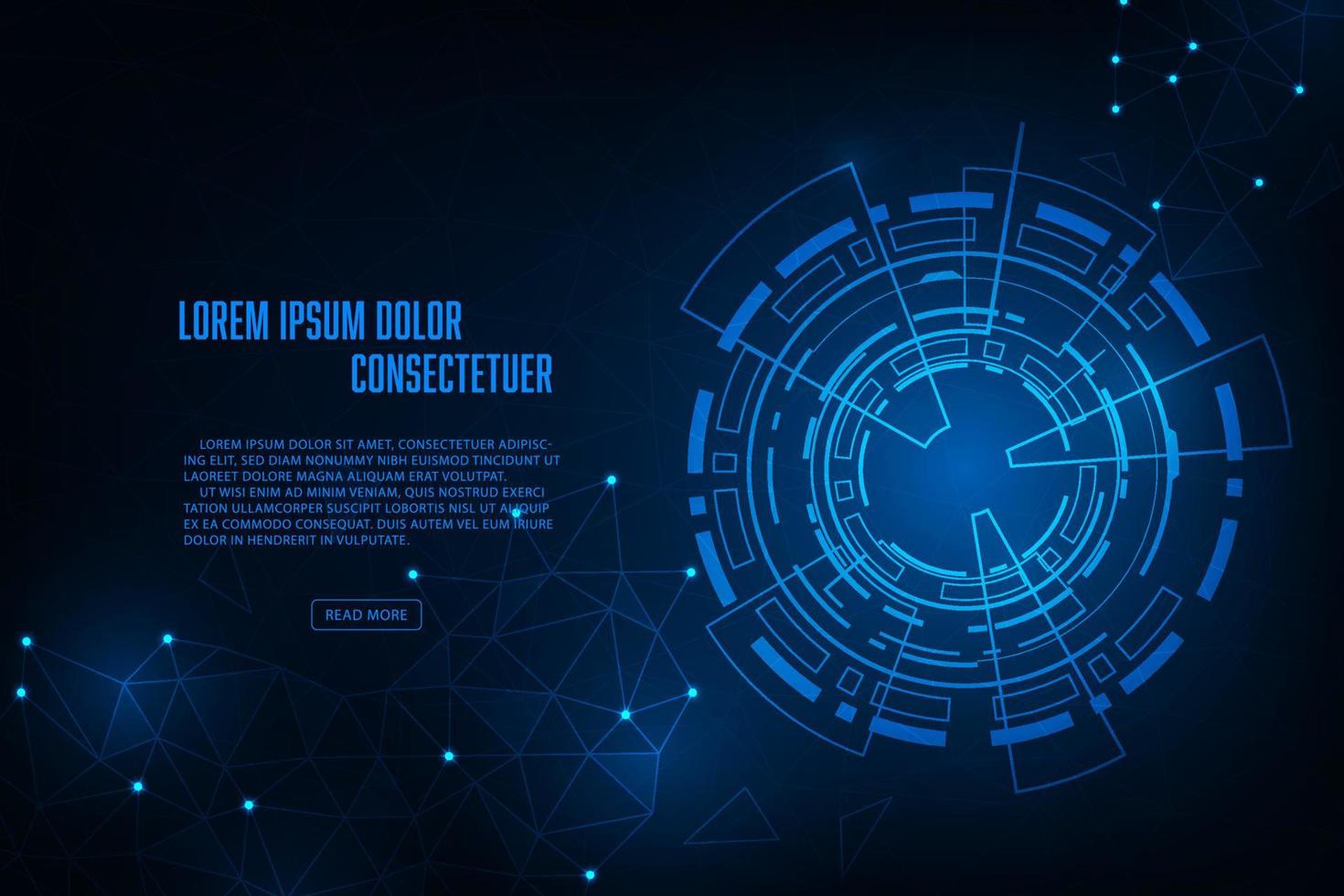 Vector digital hud ring technology adstract blue light background.