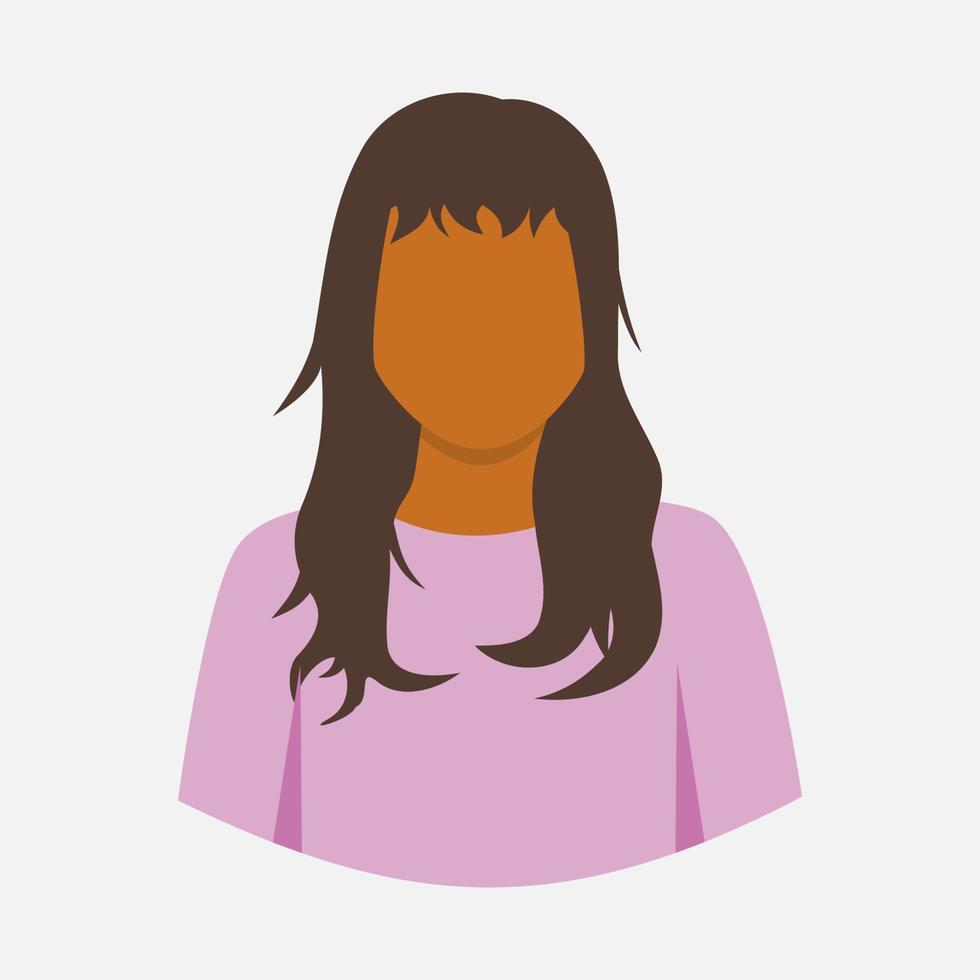 chica sin rostro en camisa morada con hermosos peinados bang. diseño de ilustraciones vectoriales para pancartas, afiches, redes sociales, sitios web y elementos. vector