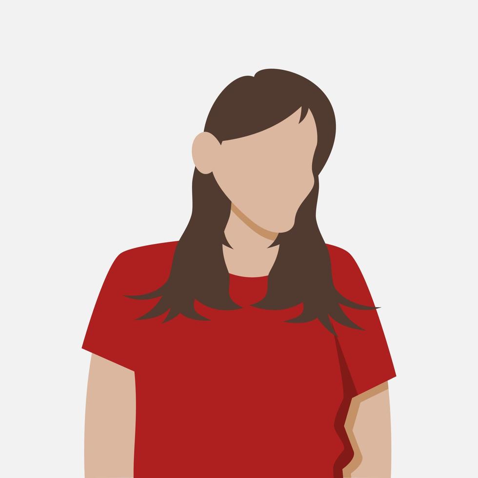 chica sin rostro en camisa roja con hermosos peinados. diseño de ilustración vectorial informal para pancarta, afiche, medios sociales, sitio web y elementos. vector